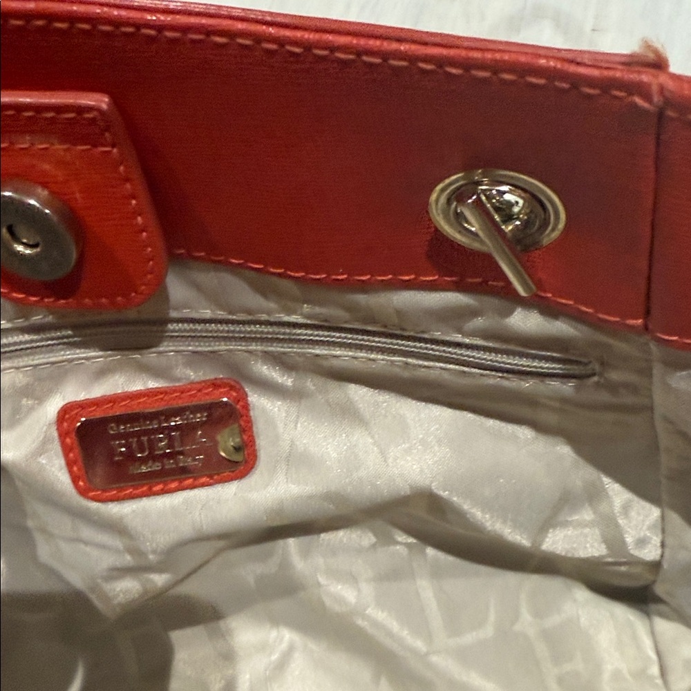 Furla Vibrant Red Tote with Gold Accents-NWOT Condition - Picture 10 of 15